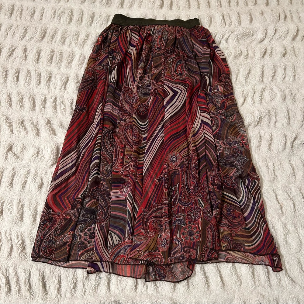 Metro Wear Multicolor Paisley Midi Skirt